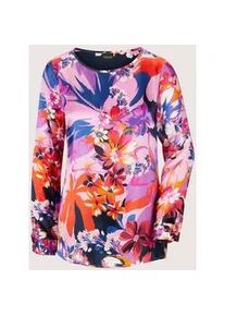 Madeleine Mode Langarmbluse MADELEINE "Bluse Seidenbluse mit Floral-Druck", Damen, Gr. 44, pink (pink, multicolor), Obermaterial: 100% Seide silk., Modern, normal, Blusen