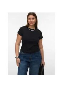 T-Shirt Vero Moda CURVE "VMCHLOE SS SHORT TOP GA JRS NOOS CUR", Damen, Gr. M, schwarz, Jersey, Obermaterial: 95% Baumwolle, 5% Elasthan, unifarben, normal, Rundhals, Shirts T-Shirt, Baumwollmischung