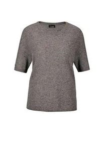 Kurzarmpullover GOLDNER "Kurzgr&ouml;&szlig;e Kaschmir-Halbarmpullover mit Rundhals", Damen, Gr. 21, grau (grau, melange), Obermaterial: 100% Kaschmir WS., Rippe, Pullover, Aufwendig in Form gestrickt