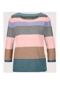 Madeleine Mode Longpullover MADELEINE "Kaschmirpullover Moderner Streifenpullover mit U-Boot-Ausschnitt", Damen, Gr. 44/46, rosa (puderros&eacute;, multicolor), Obermaterial: 100% Kaschmir WS., Modern, normal, Pullover Longpullover