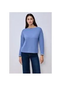 Langarmshirt Street One, Damen, Gr. 40, bonnet blau, Stoff, 67% Viskose, 29% Polyester, 4% Elasthan, unifarben, normal normal, U-Boot-Ausschnitt, Rippb&uuml;ndchen, Shirts Langarmshirt, mit U-Boot-Ausschnitt