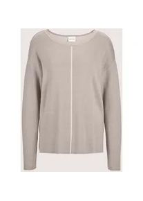 Madeleine Mode Longpullover MADELEINE "Strickpullover Baumwollpullover mit Rundhals", Damen, Gr. 44/46, wei&szlig; (cappuccino, wollwei&szlig;), Obermaterial: 50% Baumwolle CO. 50% Viskose CV., Modern, normal, Pullover Longpullover