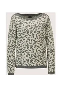 Madeleine Mode Longpullover MADELEINE "Pullover Eleganter Strick mit U-Boot-Ausschnitt", Damen, Gr. 48, wei&szlig; (steingrau, wollwei&szlig;), Obermaterial: 47% Polyamid PA. 28% Alpaka WP. 25% Schurwolle WV., Modern, Pullover Longpullover, Animl Dessin