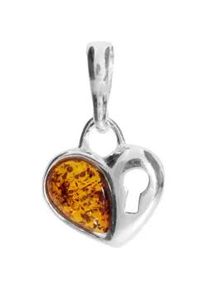 Kettenanh&auml;nger OSTSEE-SCHMUCK "- Herz - Silber 925/000 - Bernstein" Gr. 20, silber (silber 925, silberfarben, wei&szlig;), Schmuckanh&auml;nger, Damen, Silber 925 (Sterlingsilber), Kettenanh&auml;nger