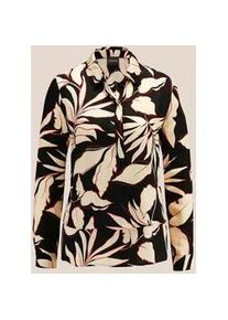 Madeleine Mode Hemdbluse MADELEINE "Bluse Bluse aus zarter Viskose mit Bl&uuml;tenprint", Damen, Gr. 40, schwarz (schwarz, natur, rot), Obermaterial: 100% Viskose CV., Modern, normal, Blusen Hemdbluse