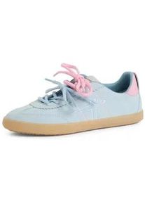 Sneaker Tamaris, Damen, Gr. 40, hellblau, Lederimitat, Veloursleder, unifarben mit Farbeinsatz, Schuhe Sneaker, Schn&uuml;rschuh, Halbschuh, Freizeitschuh mit gepolstertem Schaftrand