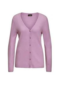 Strickjacke GOLDNER "Kurzgr&ouml;&szlig;e Kaschmirstrickjacke mit V-Ausschnitt", Damen, Gr. 22, lila (violett), Obermaterial: 100% Kaschmir WS., Rippe, Strickjacken Strickjacke, Ohne