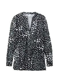 Madeleine Mode Langarmbluse MADELEINE "Longhemd Langes Hemd mit feinem", Damen, Gr. 42, schwarz (schwarz, multicolor), Obermaterial: 92% Polyester PES. 8% Elasthan EL., Modern, Blusen