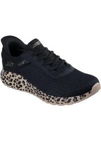 Sneaker Skechers "BOBS SQUAD CHAOS-DAILY PROWL", Damen, Gr. 35, schwarz, leo, Textil, Schuhe Sneaker, Slip on Sneaker, Freizeitsneaker mit No Tie Fit zum Schlupfen