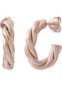 CAI Paar Creolen CA&Iuml; "925 Sterling Silber ros&eacute; vergoldet twisted medium", rot, Ohrringe, Damen, one-size, Silber 925 (Sterlingsilber)