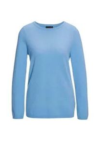 Strickpullover GOLDNER "Kurzgr&ouml;&szlig;e Kaschmirpullover mit U-Boot Ausschnitt", Damen, Gr. 21, blau (pazifikblau), Obermaterial: 100% Kaschmir WS., figurumspielend, Rippe, Pullover Strickpullover, keine/nicht relevant