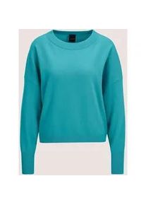 Madeleine Mode Longpullover MADELEINE "Strickpullover Kaschmir Pullover mit Rundhalsausschnitt", Damen, Gr. 48, blau (aqua), Obermaterial: 90% Schurwolle WV. 10% Kaschmir WS., Modern, normal, Pullover Longpullover, Oversized Look