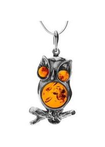Kette mit Anh&auml;nger OSTSEE-SCHMUCK "- Eule - Silber 925/000 - Bernstein" Gr. 70, silber (silber 925, silberfarben, wei&szlig;), Schmuck_Sets, Damen, 70, Silber 925 (Sterlingsilber)