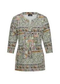 Tunika GOLDNER "Sommertunika mit Biesen", Damen, Gr. 48, gr&uuml;n (gr&uuml;n, gemustert), Obermaterial: 95% Viskose CV. 5% Elasthan EL., figurumspielend, Tuniken, stretchbequemer Viskosejersey