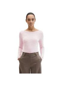 Marc O'Polo Langarmshirt MARC O'POLO "aus Slubjersey", Damen, Gr. XL, light lila, Obermaterial: 100% Baumwolle, gestreift, Basic, regular fit, U-Boot-Ausschnitt, normaler Saum, Shirts Langarmshirt