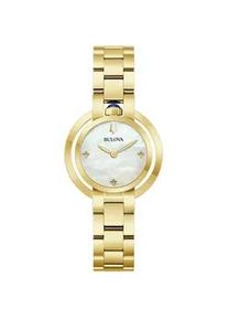 Quarzuhr Bulova "Rubaiyat", goldfarben, Armbanduhren, Damen, Quarzuhr, Armbanduhr, Damenuhr, Edelstahlarmband, analog