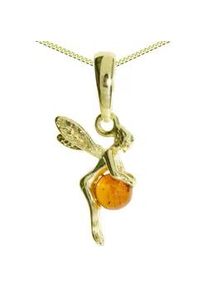 Kette mit Anh&auml;nger OSTSEE-SCHMUCK "- Elfe - Silber 925/000, vergoldet - Bernstein" Gr. 45, gold (goldfarben, gelb), Schmuck_Sets, Damen, 45, Silber 925 (Sterlingsilber)