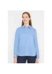 Langarmbluse Cecil, Damen, Gr. XS (36), fountain blau, Stoff, 85% Viskose, 15% Polyamid, unifarben, klassisch normal, V-Ausschnitt, B&uuml;ndchen, Blusen, mit gestreiftem Seersucker-Look