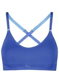 Bustier Puma "Puma WOMEN 3D KNIT SPORT TRIANGLE TOP", Damen, Gr. S, N-Gr, blau, Single Jersey, Obermaterial: 89% Polyamid, 11% Elasthan, BHs Bustier, wendbare und verstellbare Tr&auml;ger f&uuml;r einen personalisierten Look