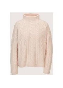 Madeleine Mode Longpullover MADELEINE "Strickpullover Stilvoller Grobstrickpullover mit Zopfmuster", Damen, Gr. 40/42, rosa (puderros&eacute;), Obermaterial: 90% Schurwolle WV. 10% Kaschmir WS., Modern, Pullover Longpullover, Mit Zopfmuster