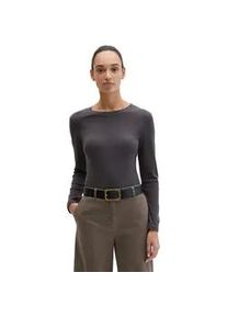 Marc O'Polo Langarmshirt MARC O'POLO "aus Rippjersey", Damen, Gr. S, stormy sky, Obermaterial: 64% Lyocell, 31% Baumwolle, 5% Elasthan, unifarben, Basic, slim fit, Rundhals, Shirts Langarmshirt