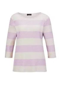 Langarmshirt GOLDNER "Kurzgr&ouml;&szlig;e Shirt", Damen, Gr. 22, lila (flieder, gemustert), Obermaterial: 82% Viskose CV. 15% Polyester PES. 3% Elasthan EL., normales B&uuml;ndchen, Shirts Langarmshirt, Mit modischen Blockstreifen