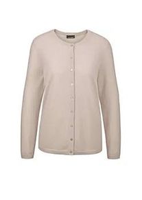 Strickjacke GOLDNER "Kaschmirstrickjacke mit Rundhalsausschnitt", Damen, Gr. 40, beige (sand), Obermaterial: 100% Kaschmir WS., normales B&uuml;ndchen, Strickjacken Strickjacke, Ohne