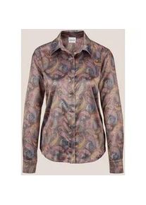 Madeleine Mode Langarmbluse MADELEINE "Bluse Satinbluse mit Knopfmanschetten", Damen, Gr. 44, beige (taupe, multicolor), Obermaterial: 97% Polyester PES. 3% Elasthan EL., Modern, normal, Blusen