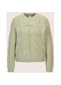 Madeleine Mode Longpullover MADELEINE "Strickpullover Moderner Wollpullover mit Zopfmuster", Damen, Gr. 40/42, gr&uuml;n (salbei), Obermaterial: 90% Schurwolle WV. 10% Wolle mw., Modern, Pullover Longpullover, Allover-Zopfmuster