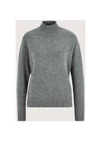 Madeleine Mode Longpullover MADELEINE "Strickpullover Stilvoller Kaschmirpullover mit Stehkragen", Damen, Gr. 44/46, grau (bleigrau, melange), Obermaterial: 90% Schurwolle WV. 10% Kaschmir WS., Modern, Pullover Longpullover, Mit edlem Kaschmir
