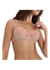 Balconette-BH Triumph "Comfort Glam", Damen, Gr. 75, Cup C, desert sand, Spitze, Obermaterial: 81% Polyamid, 11% Polyester, 8% Elasthan, BHs Balconette-BH, Komfort-B&uuml;gel, Spitze, florale-grafische Spitze, eleganter Look