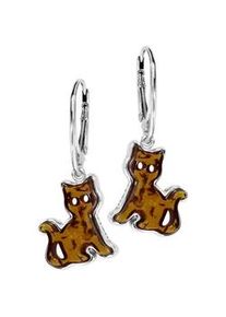 Paar Ohrh&auml;nger OSTSEE-SCHMUCK "- Katze - Silber 925/000 - Bernstein" Gr. 34, silber (silber 925, silberfarben, wei&szlig;), Ohrringe, Damen, Silber 925 (Sterlingsilber)