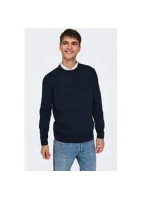Only & Sons Rundhalspullover ONLY & SONS "ONSREX LIFE REG 12 CREW KNIT", Herren, Gr. M, schwarz sapphire, Strick, Obermaterial: 70% Baumwolle, 30% Polyester, unifarben, regular fit, Rundhals, Rippb&uuml;ndchen, Pullover Rundhalspullover