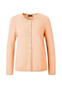 Strickjacke GOLDNER "Kaschmirstrickjacke mit Rundhalsausschnitt", Damen, Gr. 50, orange (pfirsich), Obermaterial: 100% Kaschmir WS., normales B&uuml;ndchen, Strickjacken Strickjacke, Ohne