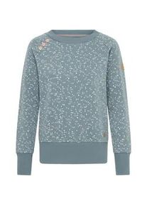 Longpullover oxmo "Sweater OXBEA SWEATSHIRT", Damen, Gr. XL, blau (blaustone), Obermaterial: 55% Polyester PES. 45% Baumwolle CO., Pullover Longpullover
