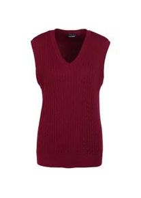 Pullunder GOLDNER "Pullunder mit zeitlosem Zopfmuster", Damen, Gr. 46, rot (dunkelrot), Obermaterial: 50% Baumwolle CO. 50% Polyacryl PAN., Sonstiges, Pullover Pullunder, Tolles Kombinationstalent