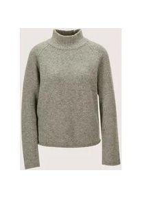 Madeleine Mode Longpullover MADELEINE "Strickpullover Moderner Glattstrickpullover mit Stehkragen", Damen, Gr. 44/46, grau (graphit, melange), Obermaterial: 64% Wolle mw. 19% Polyamid PA. 9% Polyacryl PAN. 6% metallisierte Fasern MTF. 2% Alpaka WP., Modern, Pullover Longpullover, mit Glanzgarneffekt