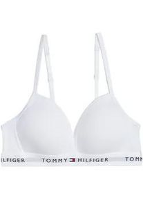 Triangel-BH, Damen, Gr. 140/146, N-Gr, wei&szlig;, Jersey, Obermaterial: 95% Baumwolle, 5% Elasthan, Tommy Hilfiger UNDERWEAR, k&ouml;rpernah, BHs Triangel-BH, mit Logoschriftzug