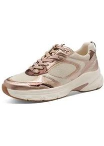 Plateausneaker Tamaris, Damen, Gr. 41, rose, kombiniert, Lederimitat, Textil, gl&auml;nzend, metallic, Schuhe Plateausneaker, Freizeitschuh, Halbschuh, Schn&uuml;rschuh mit Bes&auml;tzen in Metallic-Optik