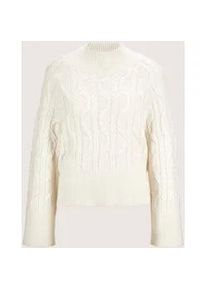 Madeleine Mode Longpullover MADELEINE "Strickpullover Kaschmirpullover mit Zopfmuster", Damen, Gr. 40/42, wei&szlig; (wollwei&szlig;), Obermaterial: 90% Schurwolle WV. 10% Kaschmir WS., Modern, normal, Pullover Longpullover