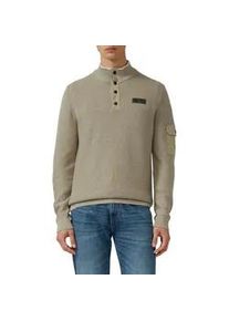 Strickpullover s.Oliver, Herren, Gr. M, dk beige, Strick, Obermaterial: 100% Baumwolle, unifarben, regular fit normal, ohne Ausschnitt, Rippb&uuml;ndchen, Pullover Strickpullover, mit Logo Stickerei