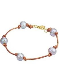 Lederarmband Valero Pearls "VP860", grau, Armb&auml;nder, Damen, Silber 925 (Sterlingsilber), Lederarmband, mit S&uuml;&szlig;wasser-Zuchtperlen