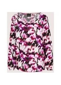 Madeleine Mode Schlupfbluse MADELEINE "Blusenshirt Elegante Viskosebluse mit Allover-Druck", Damen, Gr. 46, schwarz (beere, schwarz, gemustert), Obermaterial: 100% Viskose CV., Modern, figurumspielend, Blusen Schlupfbluse, Alloverprint