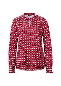 Langarmbluse GOLDNER "Jerseybluse mit modischen Smok-Details", Damen, Gr. 42, rosa (teerose, gemustert), Obermaterial: 95% Viskose CV. 5% Elasthan EL., Gummib&uuml;ndchen, Blusen, Ohne