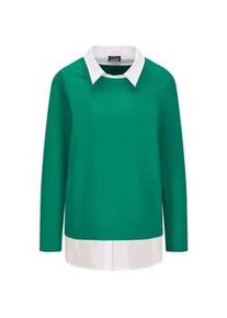 Langarmshirt GOLDNER "Elegantes 2-in-1 Business-Oberteil", Damen, Gr. 42, gr&uuml;n (gr&uuml;n, wei&szlig;), Obermaterial: 94% Baumwolle CO. 6% Elasthan EL., Shirts Langarmshirt, Hemdkragen