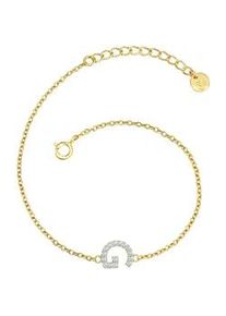 Glanzst&uuml;cke M&uuml;nchen Gliederarmband GLANZST&Uuml;CKE M&Uuml;NCHEN "GSM1962", gelbgold, wei&szlig;, Armb&auml;nder, Damen, Silber 925 (Sterlingsilber), Gliederarmband, mit Buchstaben-Anh&auml;nger