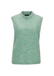 Rundhalspullover GOLDNER "Kurzgr&ouml;&szlig;e Edler Rippstrick Pullunder, Stehkragen", Damen, Gr. 22, gr&uuml;n (hellgr&uuml;n), Obermaterial: 76% Polyester PES. 15% Polyamid PA. 6% Schurwolle WV. 3% Elasthan EL., keine/nicht relevant, Pullover Rundhalspullover, Leicht &uuml;berschnittene Schulter