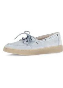 Bootsschuh Gabor, Damen, Gr. 40, hellblau, Veloursleder, Schuhe Bootsschuh, Plateau, Schn&uuml;rschuh, Halbschuh mit modischen Durchz&uuml;gen