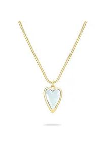 Kette mit Anh&auml;nger Liebeskind Berlin "Schmuck Geschenk Edelstahl Halskette Glass Heart", gelbgoldfarben, transparent, Halsketten, Damen, Edelstahl, L: 45 B: 1,3mm, mit Glasstein, B:1,3mm