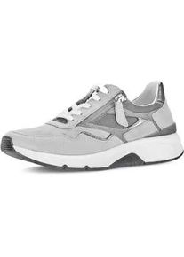 Keilsneaker Gabor ROLLINGSOFT, Damen, Gr. 39, hellgrau, stahl, Textil, Veloursleder, Schuhe, Freizeitschuh, Halbschuh, Schn&uuml;rschuh, Au&szlig;enrei&szlig;verschluss, G-Weite